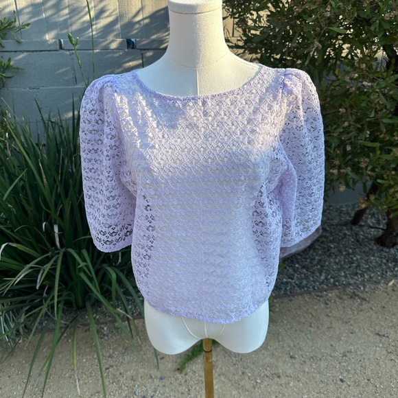 American Apparel Boxy Purple Puff Sleeve Blouse - Picture 1 of 3